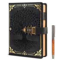 Caderno WEMATE A5 22x15cm Diário com travamento em couro 260 páginas