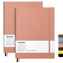 Caderno Wiisdatek B5 19 x 25 cm, kit com 2 unidades, capa de couro PU rosa