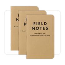 Cadernos de Anotações em Papel Branco Original Kraft Field Notes Pacote com 3 Cadernos de Anotações em Papel Branco Original Kraft Field Notes Pacote com 3