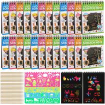 Cadernos de arte Scratch Paper Suwimut Rainbow com caneta, pacote com 24