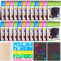 Cadernos de artes Scratch Paper POKONBOY Rainbow, pacote com 24 unidades para crianças