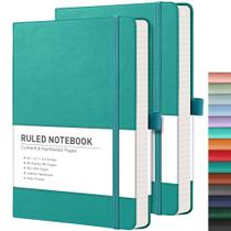 Cadernos de diário com revestimento RETTACY A5, 192 páginas, pacote com 2 cianos