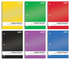 Cadernos espirais Better Office Products, pacote com 3 assuntos e 6