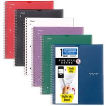 Cadernos espirais Five Star 1 Subject College Ruled, pacote com 6