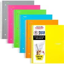 Cadernos espirais Five Star 3 Subject College Ruled 150 folhas