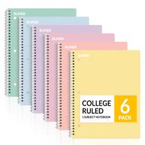 Cadernos espirais SUNEE 1-Subject College Ruled 70 folhas x6