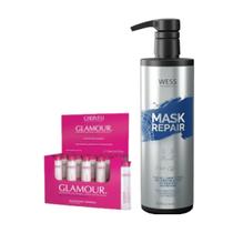 Cadiveu Ampola Glamour 10x15ml + Wess Mask Repair 500ml
