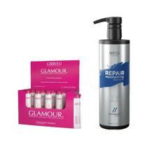 Cadiveu Ampola Glamour 10x15ml + Wess Repair Shampoo 500ml