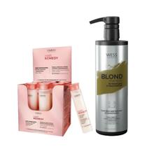 Cadiveu Ampola Hair Remedy 6x15ml +Wess Blond Shampoo 500ml - CADIVEU/WESS