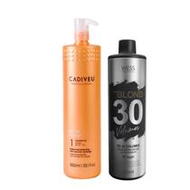 Cadiveu Shampoo Nutri Glow 980ml + Wess OX 30 Volumes 900ml