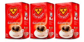 Café 3 Corações Extra Forte Vácuo 500g Kit 3