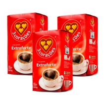Café 3 Corações Extra Forte Vácuo 500g Kit 3
