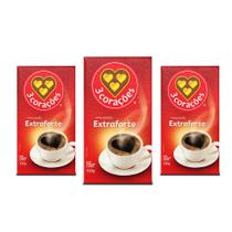 Café 3 Corações Extraforte a Vácuo Kit 3 Pacotes 500g