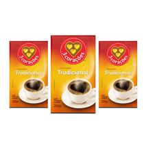 Café 3 Corações Tradicional a Vácuo Kit 3 Pacotes de 250g