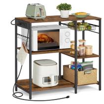 Café Baker's Rack VASAGLE com estação de carregamento rústica Café Baker's Rack VASAGLE com estação de carregamento rústica