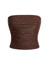 Café Bandeau feminino de strass sem mangas Top Floerns XL