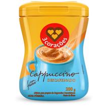 Café cappuccino 3 corações descafeinado pote 200g
