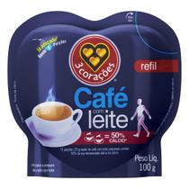 Cafe Com Leite Soluvel Em Po Refil 100g 3 Coracoes