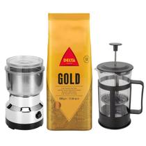Café Delta Q Torrado Grão Prensa Francesa 300Ml Moedor Inox