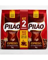 Café Especial Torrado em Grãos Espresso Pilão Pouch Pacote 1kg Kit 2 Unidades