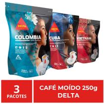 Café Moído Importado, Delta, Origens, 3 Pacotes de 250g Café Moído Importado, Delta, Origens, 3 Pacotes de 250g