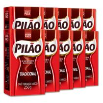 Café Pilão Torrado e Moído Tradicional 10 Pacotes de 250g