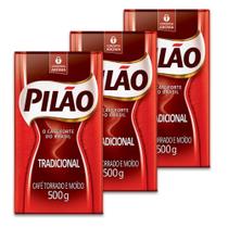 Café Pilão Torrado e Moído Tradicional 3 Pacotes de 500g