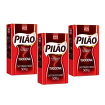 Café Pilão Torrado E Moído Tradicional Vácuo 500g Kit 3