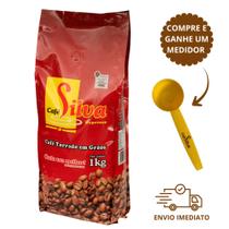 Café Silva Gourmet 1KG Torrado em Grãos Café 100% Torra Média Café 100% Arábica