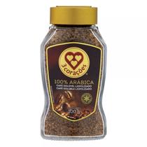 CAFÉ Solúvel LIOFILIZADO 100% Arábica Vidro 100g 3 CORAÇÕES