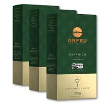 Café Torrado e Moído Orgânico Orfeu Kit 3 Pacotes 250g