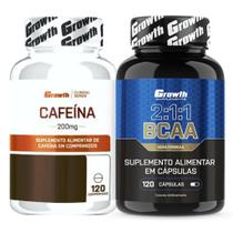 Cafeina 200mg 120 Caps + Bcaa 120 Caps Growth Supplements