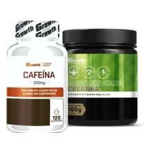 Cafeina 200mg 120 Caps + Creatina Monohidratada 100g Growth