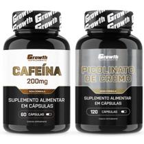 Cafeina 200mg 60 Caps + Cromo Picolinato 120 Caps Growth