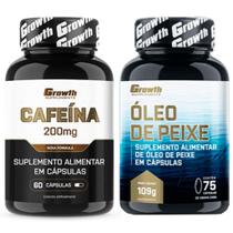 Cafeina 200mg 60 Caps + Omega 3 75 Caps Growth Supplements