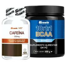 Cafeina Pura 200mg 120 Caps + Bcaa em Pó 10:1:1 200g Growth