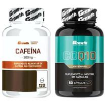Cafeina Pura 200mg 120 Caps + Coenzima Q10 60 Caps Growth