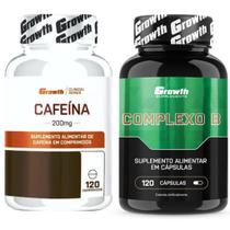Cafeina Pura 200mg 120 Caps + Complexo B 120 Caps Growth