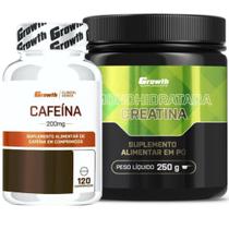 Cafeina Pura 200mg 120 Caps + Creatina Pura 250g Growth