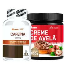 Cafeina Pura 200mg 120 Caps + Creme Avelã Fit 500g Growth