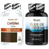 Cafeina Pura 200mg 120 Caps + Omega 3 75 Caps Growth Supplements Cafeina Pura 200mg 120 Caps + Omega 3 75 Caps Growth Supplements