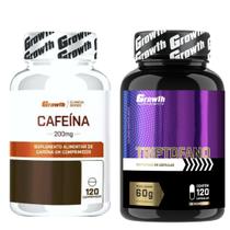 Cafeina Pura 200mg 120 Caps + Triptofano 120 Caps Growth