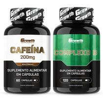 Cafeina Pura 200mg 60 Caps + Complexo B 120 Caps Growth
