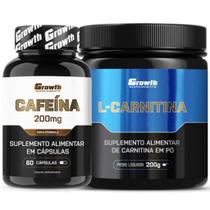 Cafeina Pura 200mg 60 Caps + L-Carnitina em Pó 200g Growth Cafeina Pura 200mg 60 Caps + L-Carnitina em Pó 200g Growth