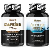 Cafeina Pura 200mg 60 Caps + Omega 3 75 Caps Growth Supplements