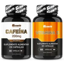 Cafeina Pura 200mg 60 Caps + Vitamina C 120 Caps Growth Cafeina Pura 200mg 60 Caps + Vitamina C 120 Caps Growth
