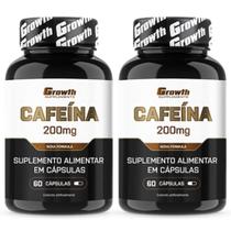 Cafeina Pura 200mg 60 Cápsulas Growth Supplements Kit 2 Potes