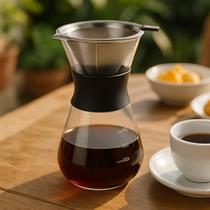 Cafeteira 400ml Em Vidro Borossilicato Com Coador Aço Inox