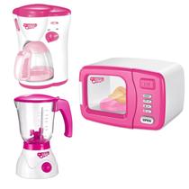 Cafeteira Brinquedo Cozinha e Microondas Luz Liquidificador