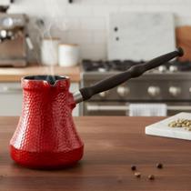 Cafeteira Café Turco Cezve Ibrik Ceraflame Vermelha Martelada 500ml Não Risca